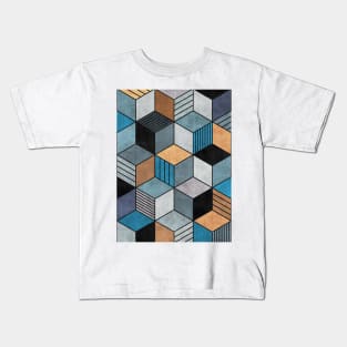 Colorful Concrete Cubes 2 - Blue, Grey, Brown Kids T-Shirt